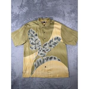 Tommy Bahama Shirt Mens‎ Medium Green Yellow Silk Button Up Hawaiian